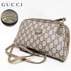 GUCCI Plus 2WAY Shoulder Bag Pouch Beige Brown GG Pattern All Over Used JPN