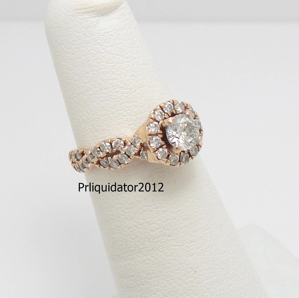 Обручальное или свадебное кольцо с одним натуральным бриллиантом 1 карат розовое золото 14 карат - Изображение 1 из 1