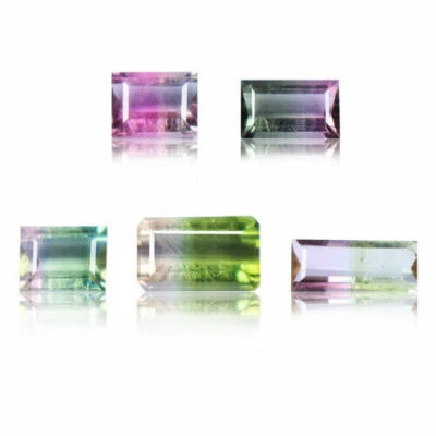 Baguette octágono vivo de 2,75 quilates turmalina bicolor natural extraída en Mozambique Foto 1 de 4