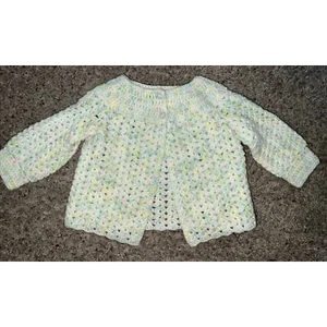 Baby Sweater Cardigan Crocheted Pastel Multicolor - Picture 1 of 5