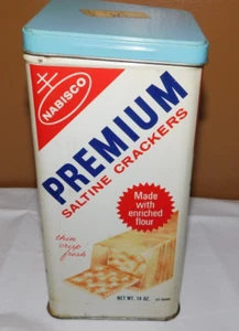Vintage 1969 Nabisco Premium Saltine Crackers Tin Container 14 oz. USA - Picture 1 of 8