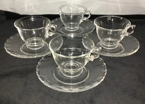 4 Fostoria CENTURY * CRYSTAL *7 oz CUPS & SAUCERS* - Picture 1 of 1