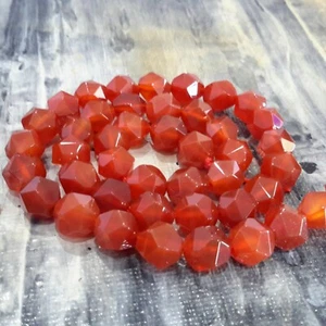 Natural Carnelian, Star Cut Facet, Grade A, 8mm, Approx 47pce - Picture 1 of 4