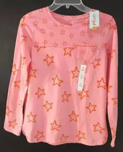 Girl's Sz XL 14/16 Cat & Jack Long Sleeved Graphic T-Shirt Pink & Orange Stars N - Picture 1 of 3