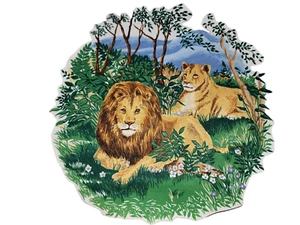 Large Iron On Patch Lion and Lioness Multi-Color Patch New 10" x 10" - Picture 1 of 9
