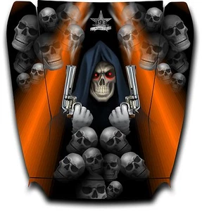 Arctic Cat Wildcat Graphic Decal Sticker Wrap Grim Reaper Revenge Hood Orange - Picture 1 of 1