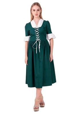 Vestido para mujer Colonial Pioneer Prairie 100 % algodón de la Guerra Civil con bolsillos-C1862 Foto 1 de 4