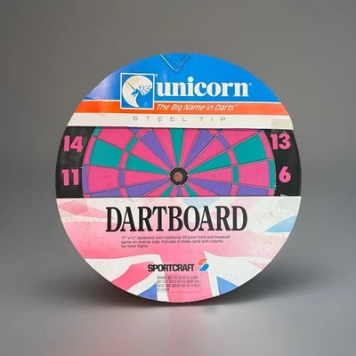 Juego de dardos y béisbol vintage Sportcraft Unicornio de 2 caras rosa púrpura verde Foto 1 de 4