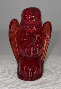 Vintage Mosser Cadmium Glass Red Praying Kneeling Angel Figurine USA - Picture 1 of 5