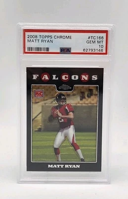 2008 TOPPS CHROME #TC166 MATT RYAN ROOKIE CARD RC ATLANTA FALCONS PSA 10 NFL - Image 1 of 2