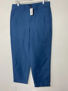 J Crew Baumwolle Camp Hose blau hoher Bund Chino Utility Größe 8 Damen BJ493 - Bild 1 von 13