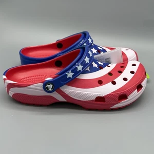 Crocs Classic Clog M10 W12 American Flag Stars Stripes USA Patriotic Classic NEW - Picture 1 of 7