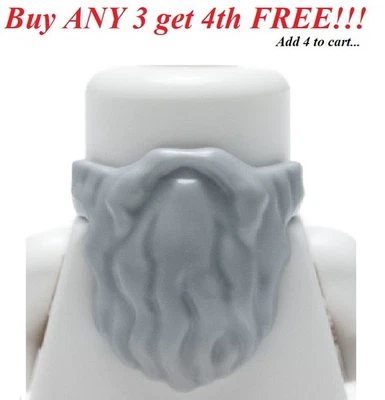 ☀️NUEVA LEGO Minifigura Barba Cabello Hombre Abuelo Papá Noel Gris Azulado Claro Foto 1 de 2