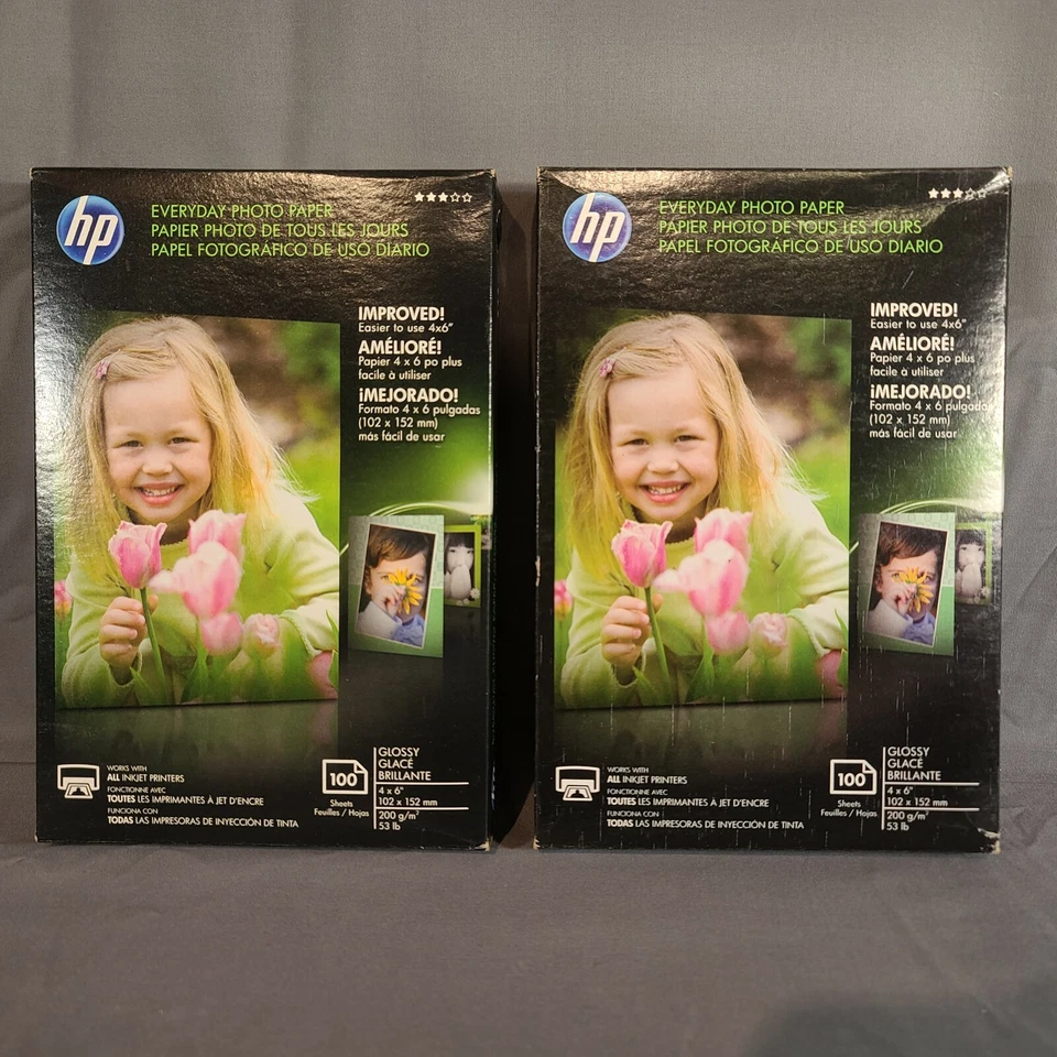 HP CR759A Everyday Glossy Photo Paper Lot of (2) Packs - 200 Sheets 4 x 6 in NEW - Image 1 of 2