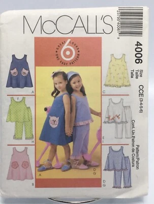 Dress Top Pants Girls Size 3-6 M4006 Uncut Sewing Pattern - Image 1 of 2