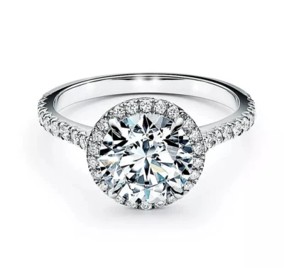Soleste 1.01CT Round Brilliant Lab Grown Diamond Halo Engagement 925 Silver Ring - Image 1 of 4