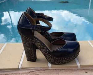 PRADA SANDALI PLATEAU TACCO GROSSO PELLE NERO TG 37,5M MADE IN ITALY - Foto 1 di 12