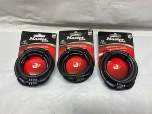 *Lot of 3* Master Lock 8143D 4ft Preset Combination Bike Cable Lock - Picture 1 of 2