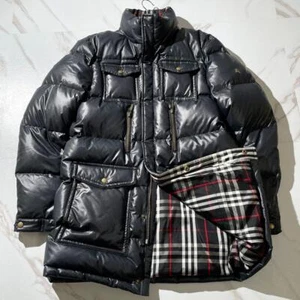 Burberry Black Label Down Jacket Coat Nova Plaid Size Men L Shiny Horse Logo - Picture 1 of 11