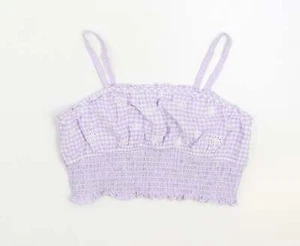 Zara Girls Purple Gingham Cotton blend Camisole Tank Size 11-12 Years Pull - Picture 1 of 12