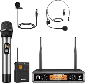 TONOR UHF Wireless Microphones System with Metal Cordless Handheld/Headset - Picture 1 of 8