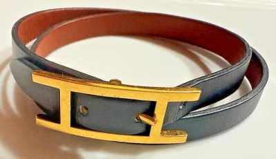 Pulsera Hermes Behapi Doble Tour Negra/Faun Reversible Foto 1 de 4