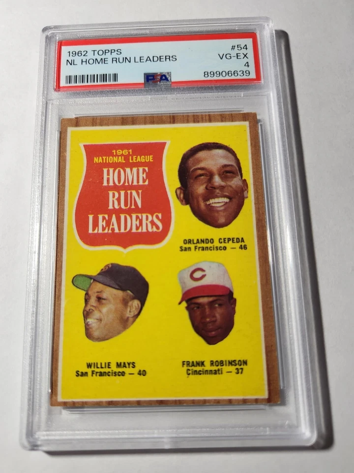 MAYS / CEPEDA / F. ROBINSON - 1962 TOPPS - 1961 NL HR LEADERS - PSA VG-EX 4 - Image 1 of 1