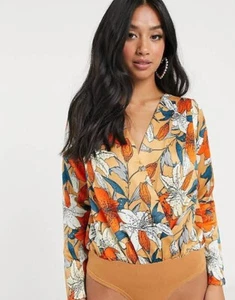 NWT Brave Soul Plus Gabby Bodysuit in Gold Floral Size 18 - Picture 1 of 5
