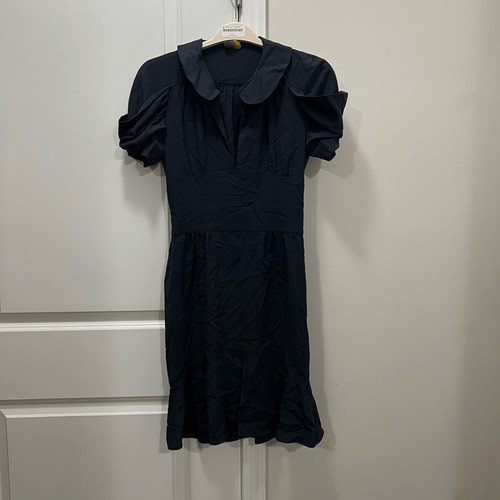Abito collo a V Fendi blu navy manica gonfiata taglia 40 EU $1.250