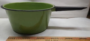 Vintage Green/Black Trim Enamelware Medium Sauce Pan W/ Handle - 1121244 - Picture 1 of 13
