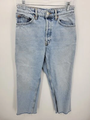 Jeans Zara para mujer 8 lavado claro tiro alto dobladillo crudo azul boho denim Foto 1 de 4