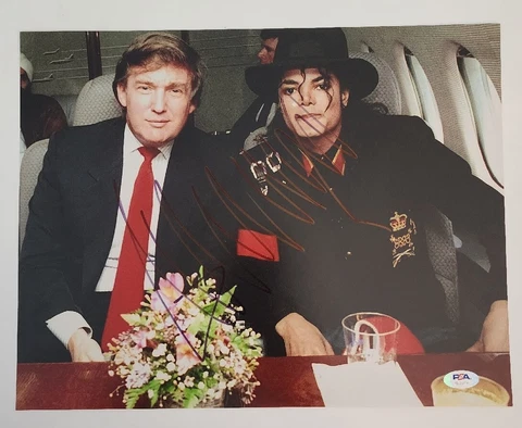 Donald Trump Signed Auto 11x14 Photo W/Michael Jackson 45th US President PSA Cover