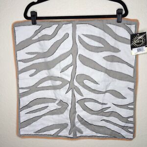 Surya 22x22 Linen Cotton Pillow Cover Gray Orange Ivory Zebra Pattern NEW 