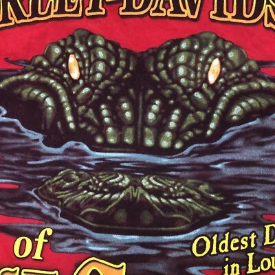 Красная футболка мотоциклиста Harley Davidson Lake Charles Louisiana Med Alligator Pin Up - Изображение 1 из 4