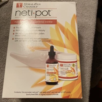 Neti Pot, Porcelain Sinus Cleansing System, 3 Piece Kit, NEW In Box - Image 1 of 4