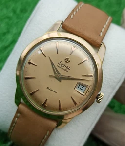 RARE ZODIAC CALENDAR HERMATIC MECHANICAL WATCH GENUINE 70s CLASSIC SWISS - Picture 1 of 18