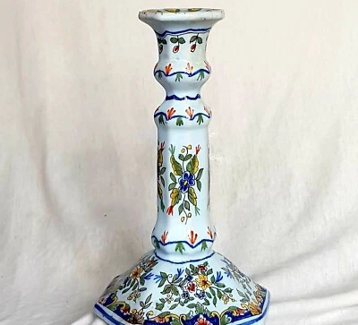 Antiguo candelabro policromado Delft holandés siglo XVIII/XIX Foto 1 de 4