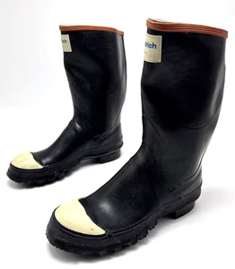 Vintage GoodRich Steel Shank Rubber Black Boots Mens Size 6 Firefighter Boots - Picture 1 of 7