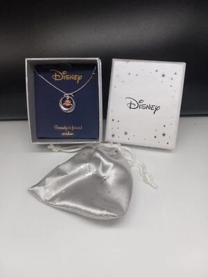 Disney 2 Tone Chain Circle Floral Design Beauty Is Found Within Pendant Necklace - Image 1 of 4