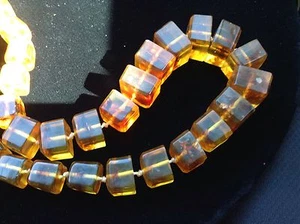 Bernstein 30 fabelhafte quadratische 100 Gramm geknotet ohne Verschluss Halskette - Bild 1 von 5