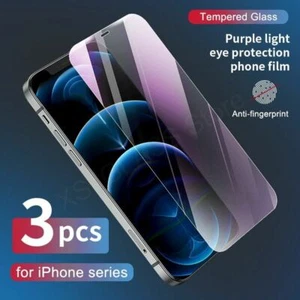 3X For iPhone 16 15 13 12 11 Pro XS Max 8 ANTI-BLUE Light Glass Screen Protector - Picture 1 of 14