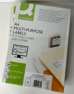 Q-Connect, KF10664 Inkjet+Laser+Kopier-Etiketten - 210,0x297,0 mm, weiß, 100 Stk - Bild 1 von 2