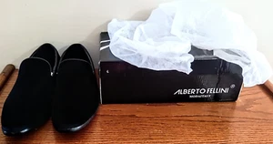 Mocasines Alberto Fellini para hombre talla 9 M Sparko 03 zapatos de vestir negros punta almendra NUEVO - Imagen 1 de 11