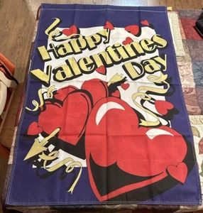 28x40 Happy Valentines Day Multi Heart Nylon Sleeved Garden Flag 28"x40" - Picture 1 of 4