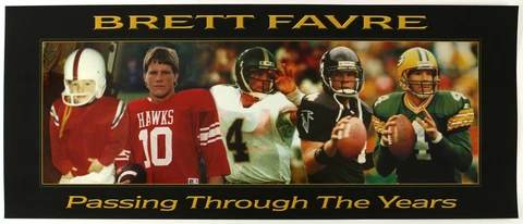 1990's Brett Favre Green Bay Packers Passing Through The Years Poster 15" x 36" Cover