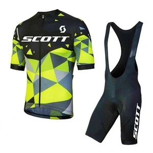 Men's Cycling Jersey Suits SCOTT Team Short Sleeve Shirt MTB Gel Bib Pants Sets - Picture 1 of 5