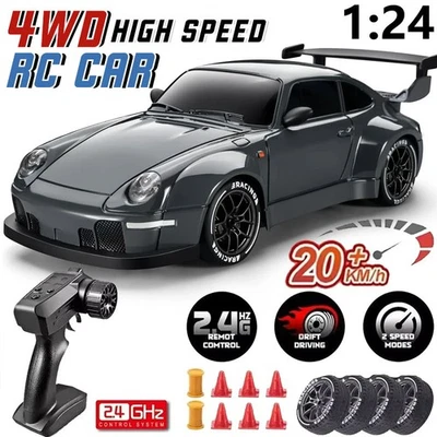 1:24 4WD RC Drift Car 20 km/h High Speed Remote Control Racing Toy Kid Xmas Gift - Image 1 of 4