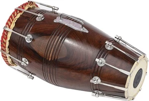 Naal Dholak Trommel, handgefertigt, Sheeshamholz, besondere Haut, natürliche Holzfarbe - Bild 1 von 16