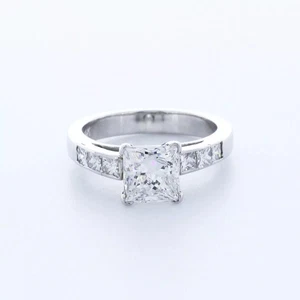 14K Weißgold Verlobungsring klassisch 3 Karat Princess Lab-grown Diamant F VS2 - Bild 1 von 5