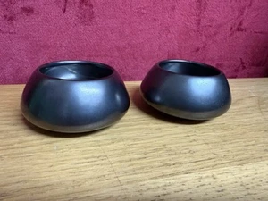 Vintage Prinknash 2 trinket dishes Gunmetal Grey Pewter look Metallic Glaze - Picture 1 of 10